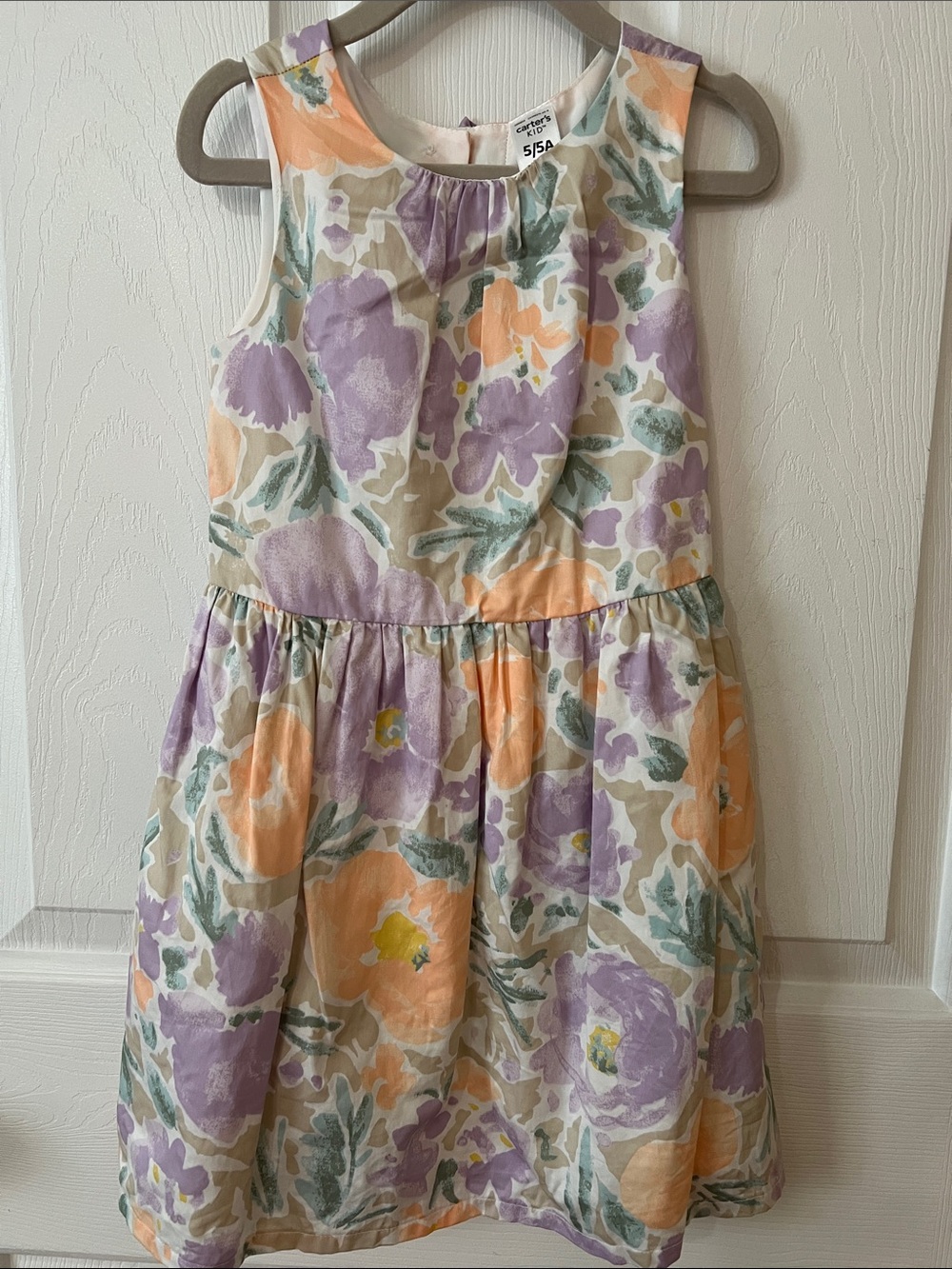 Floral Sleeveless Kids Dress in Lavender & Peach